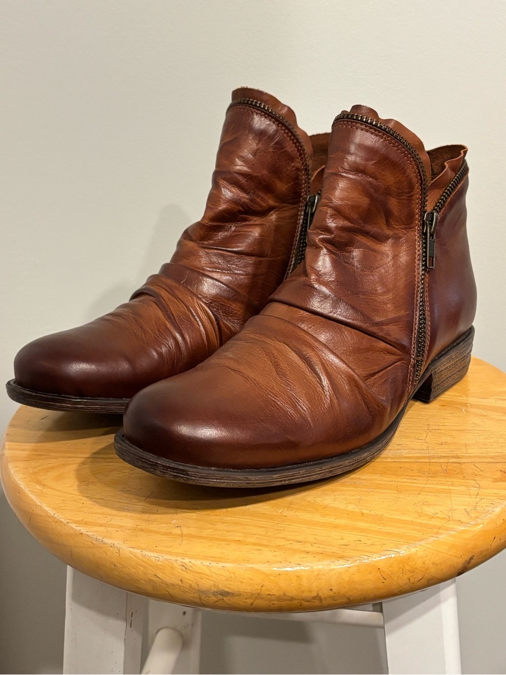 Miz Mooz Leather Ankle Boots - Chestnut Brown